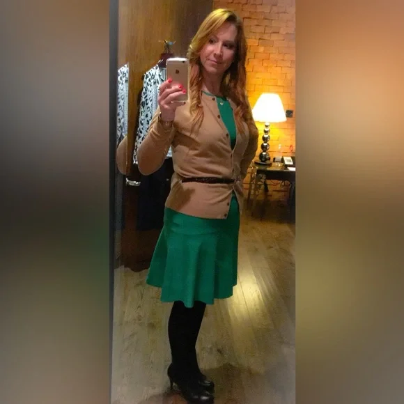 Diane Von Furstenberg DVF Dayna Fit and Flare Midi Dress in Green Size 12 EUC - Picture 14 of 15